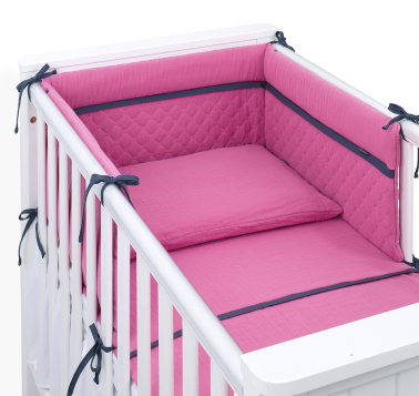 MAMO-TATO 3-el pościel do łóżeczka 60x120 MUŚLIN DOUBLE GAUZE dla niemowląt 90x120 - Turmalin