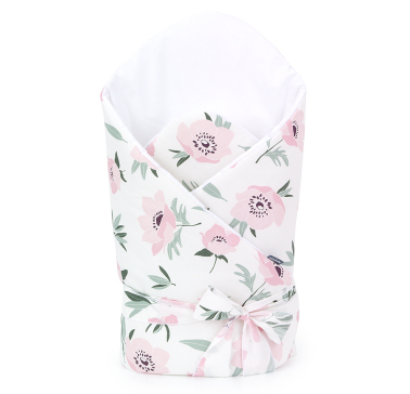 MAMO-TATO Rożek niemowlęcy usztywniony wiązany Premium - Kwiaty na ecru