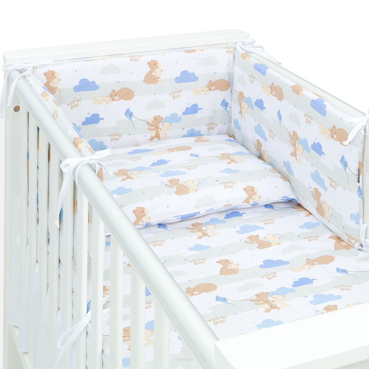 MAMO-TATO 3-el pościel dla niemowląt do łóżeczka 70x140 - Niedźwiadki beżowe