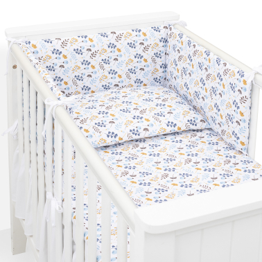 MAMO-TATO 3-el pościel dla niemowląt do łóżeczka 70x140 - Miłorząb niebieski