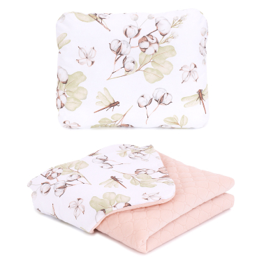 MAMO-TATO Baby blanket set 75x100 Velvet quilted + pillow - Bawełna / morelowy - with filling