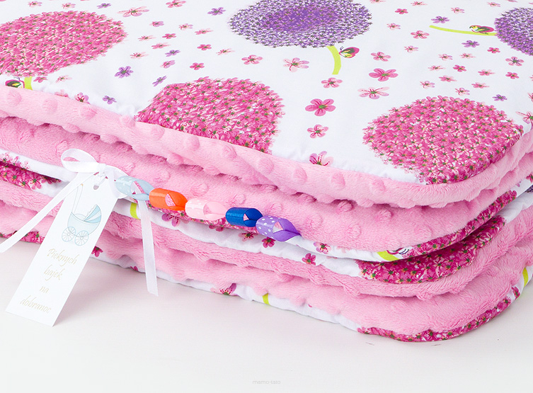 MAMO-TATO Minky blanket for babies and children 75x100 Dmuchawce róż / róż - without filling