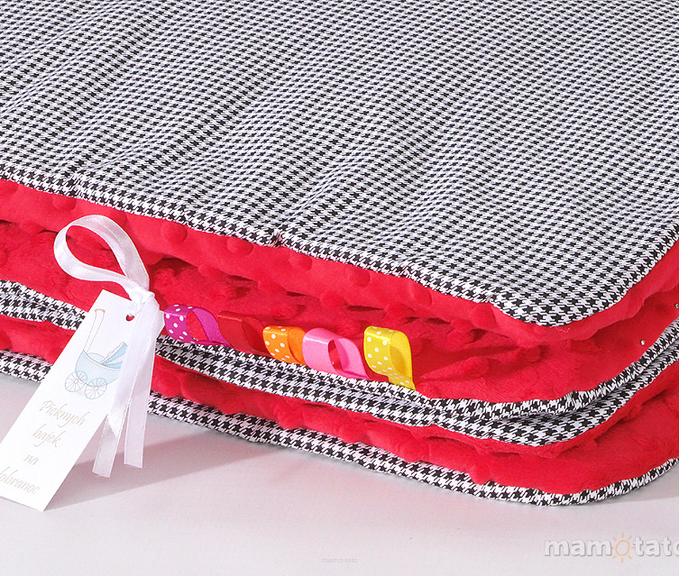 MAMO-TATO Minky blanket for babies and children 75x100 Pepitka czarna / czerwony - without filling