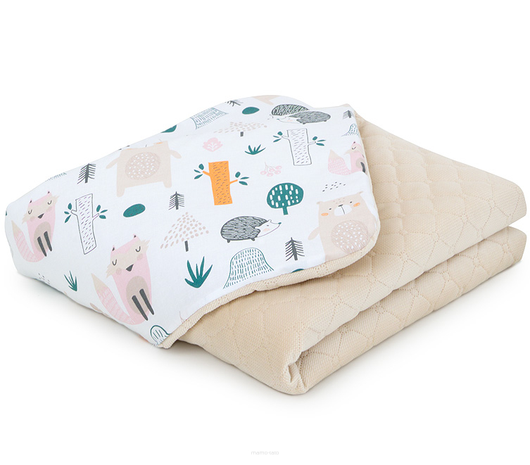 MAMO-TATO Blanket for children and babies 75x100 PREMIUM Velvet double-sided quilted - Forest / piaskowy - without filling