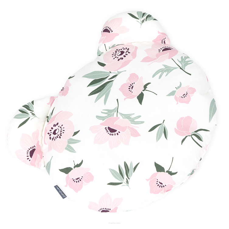 MAMO-TATO Teddy Bear Pillow Cotton - Kwiaty na ecru