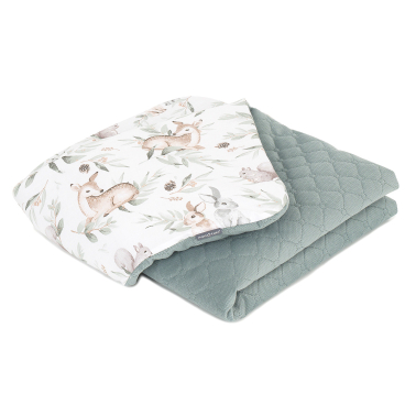 MAMO-TATO Kocyk dla dzieci i niemowląt 75x100 Velvet pikowany dwustronny - Sarenki oliwka / khaki - letni