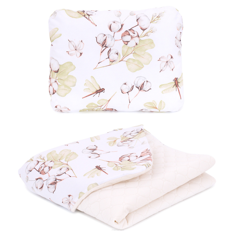 MAMO-TATO Children's blanket set 75x100 Velvet quilted + pillow - Bawełna / ecru - without filling