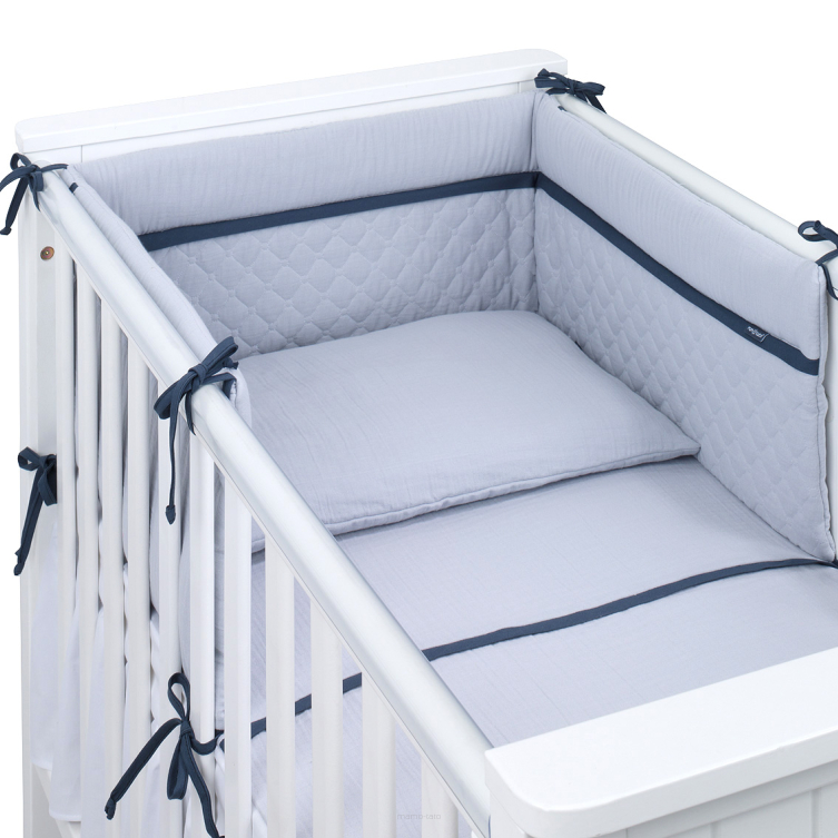 MAMO-TATO 3-el pościel do łóżeczka 60x120 MUŚLIN DOUBLE GAUZE dla niemowląt 100x135 - Popiel