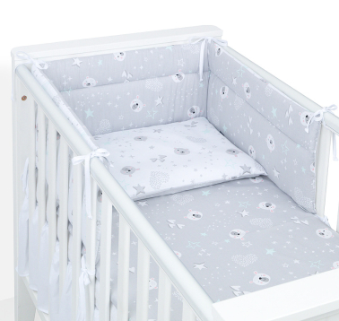 MAMO-TATO 3-el dwustronna pościel dla niemowląt 100x135 do łóżeczka 60x120 - Miśki szare / miśki na szarym