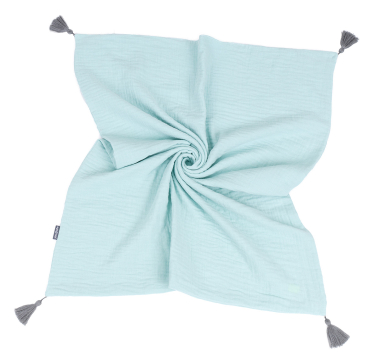 MAMO-TATO Double Gauze muslin blanket for children and babies with tassels - Jasna szałwia