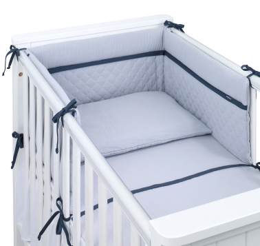 MAMO-TATO 3-el pościel do łóżeczka 60x120 MUŚLIN DOUBLE GAUZE dla niemowląt 90x120 - Popiel
