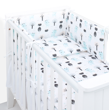 MAMO-TATO 3-el pościel dla niemowląt 100x135 do łóżeczka 60x120 - Jelonki turkus