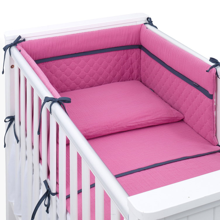 MAMO-TATO 3-el pościel do łóżeczka 60x120 MUŚLIN DOUBLE GAUZE dla niemowląt 100x135 - Turmalin