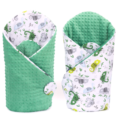 MAMO-TATO Rożek niemowlęcy dwustronny minky - Kameleony zielone / zielony
