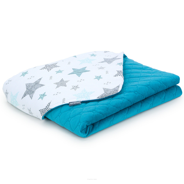 MAMO-TATO Blanket for children and babies 75x100 Velvet double-sided quilted Starmix turkus / morski - without filling